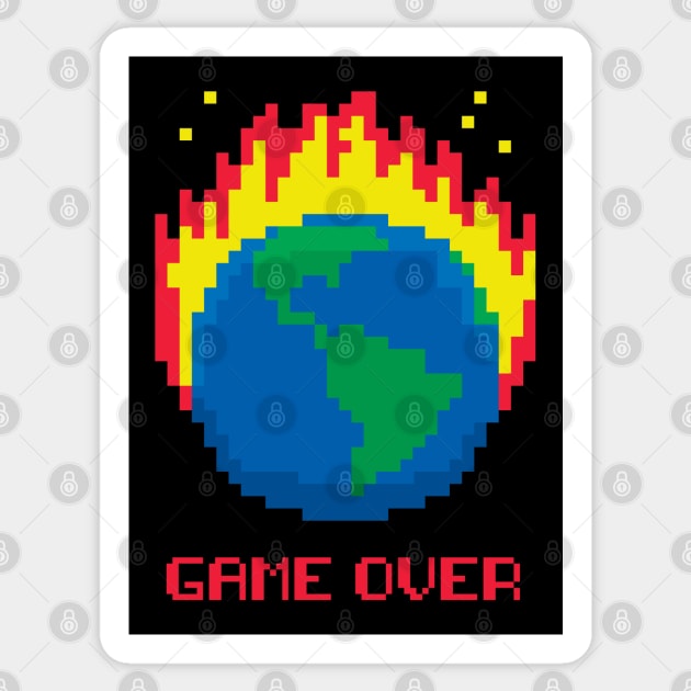 Game Over - Earth on Fire Sticker by tyleraldridgedesign